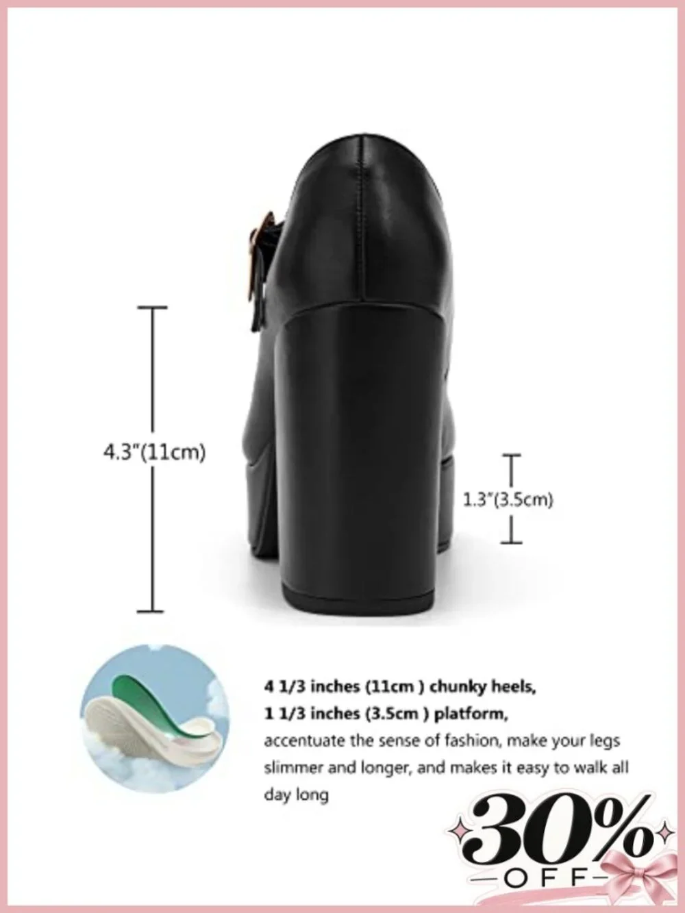 T-Strap Chunky Platform Mary Jane Heels Faux Leather Dress Pumps
